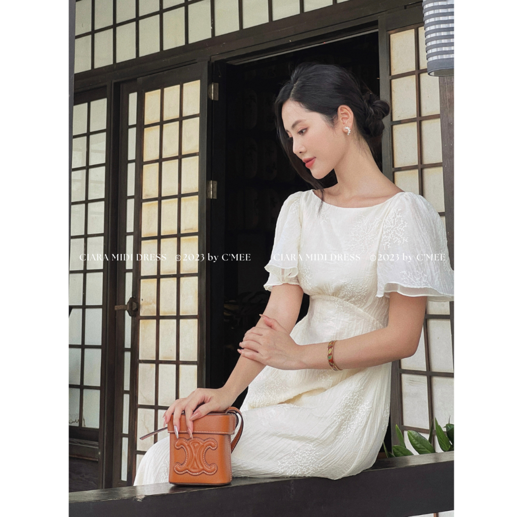 Đầm tơ gân Nhật cánh tiên Ciara Midi Dress