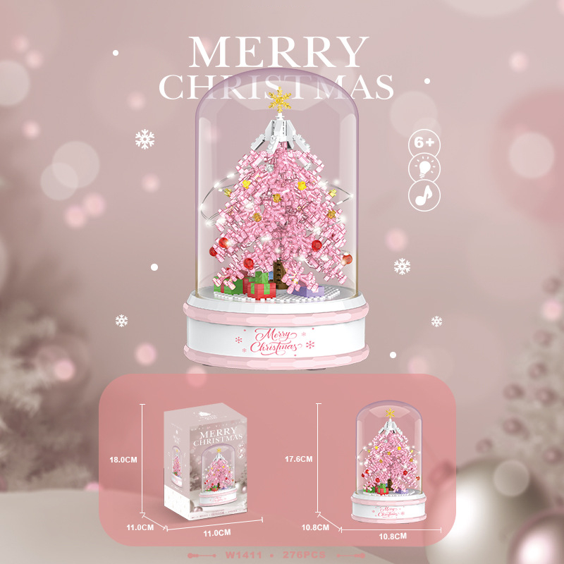 Bộ Lego Cây Thông Noel, Xoay 360 độ kèm đèn led trang trí, làm hộp quà tặng, mô hình Lego giáng sinh 276 chi tiết