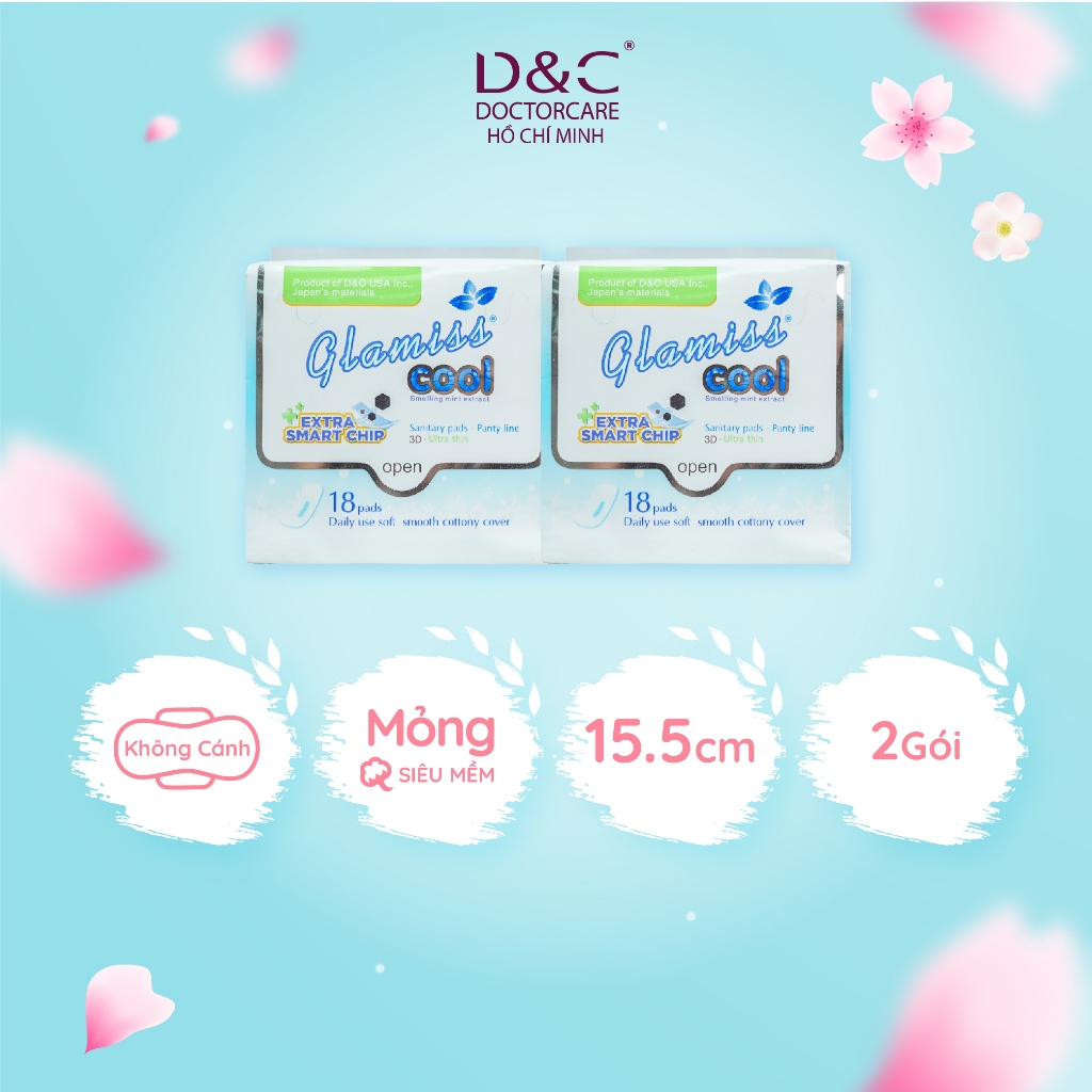 Combo 2 băng vệ sinh thảo dược Glamiss Cool Extra hằng ngày kháng khuẩn vượt trội