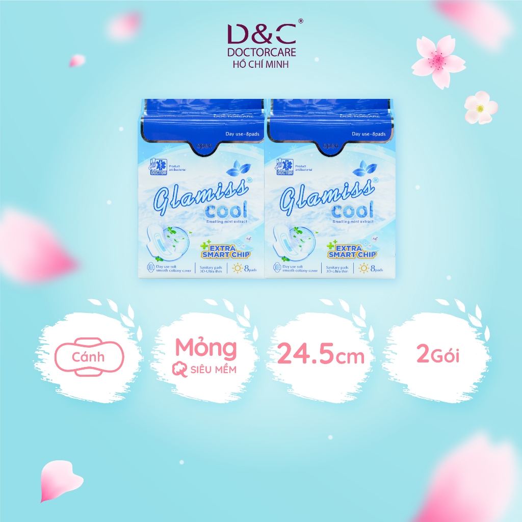 Combo 2 băng vệ sinh thảo dược Glamiss Cool Extra ban ngày kháng khuẩn vượt trội