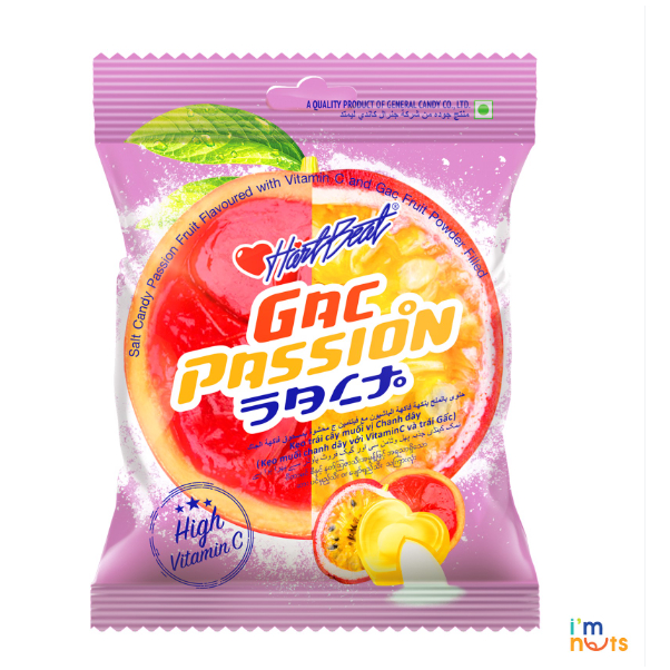 [CHÍNH HÃNG] Kẹo chanh muối HartBeat Thái Lan vị CHANH DÂY & GẤC 120g bổ sung Vitamin C