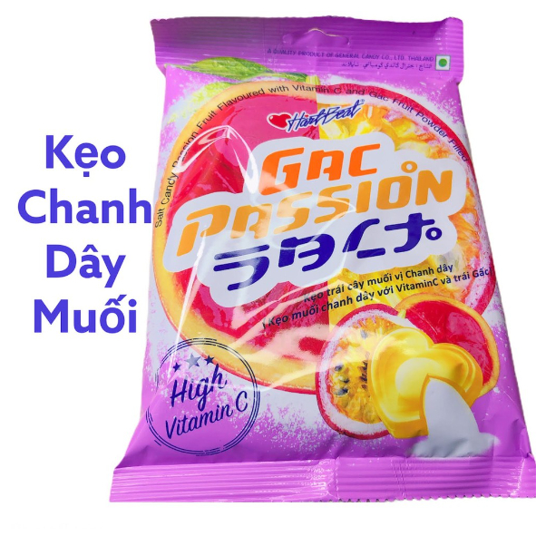 Kẹo chanh muối HartBeat Thái Lan vị CHANH DÂY & GẤC 120g bổ sung Vitamin C