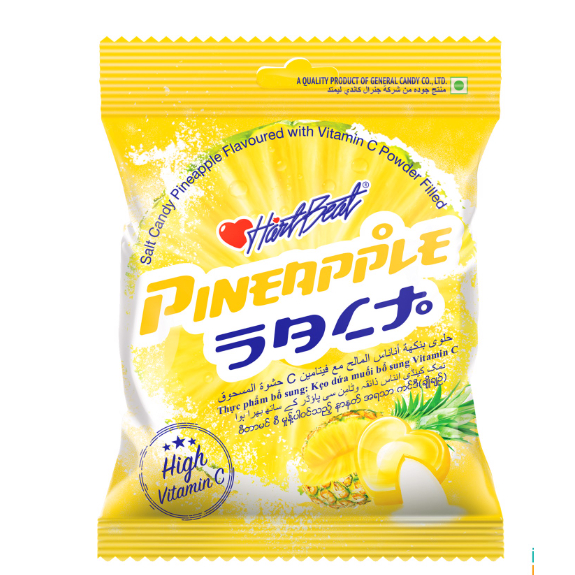 [CHÍNH HÃNG] Kẹo chanh muối HartBeat Thái Lan vị DỨA 120g bổ sung Vitamin C