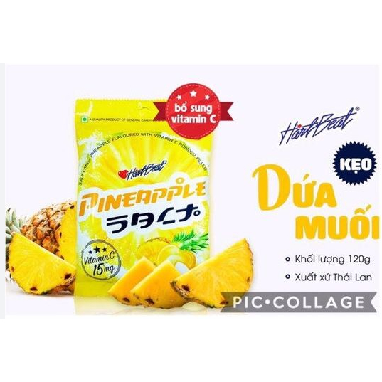 Kẹo chanh muối HartBeat Thái Lan vị DỨA 120g bổ sung Vitamin C