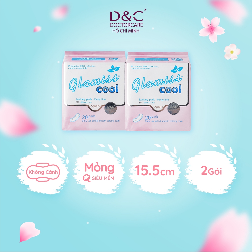 Combo 2 băng vệ sinh thảo dược Glamiss Cool hằng ngày siêu the mát