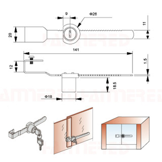 [Chính hãng] Khóa tủ kính răng cưa Hammered (Khóa răng cưa cho tủ kính dầy 3-5mm)