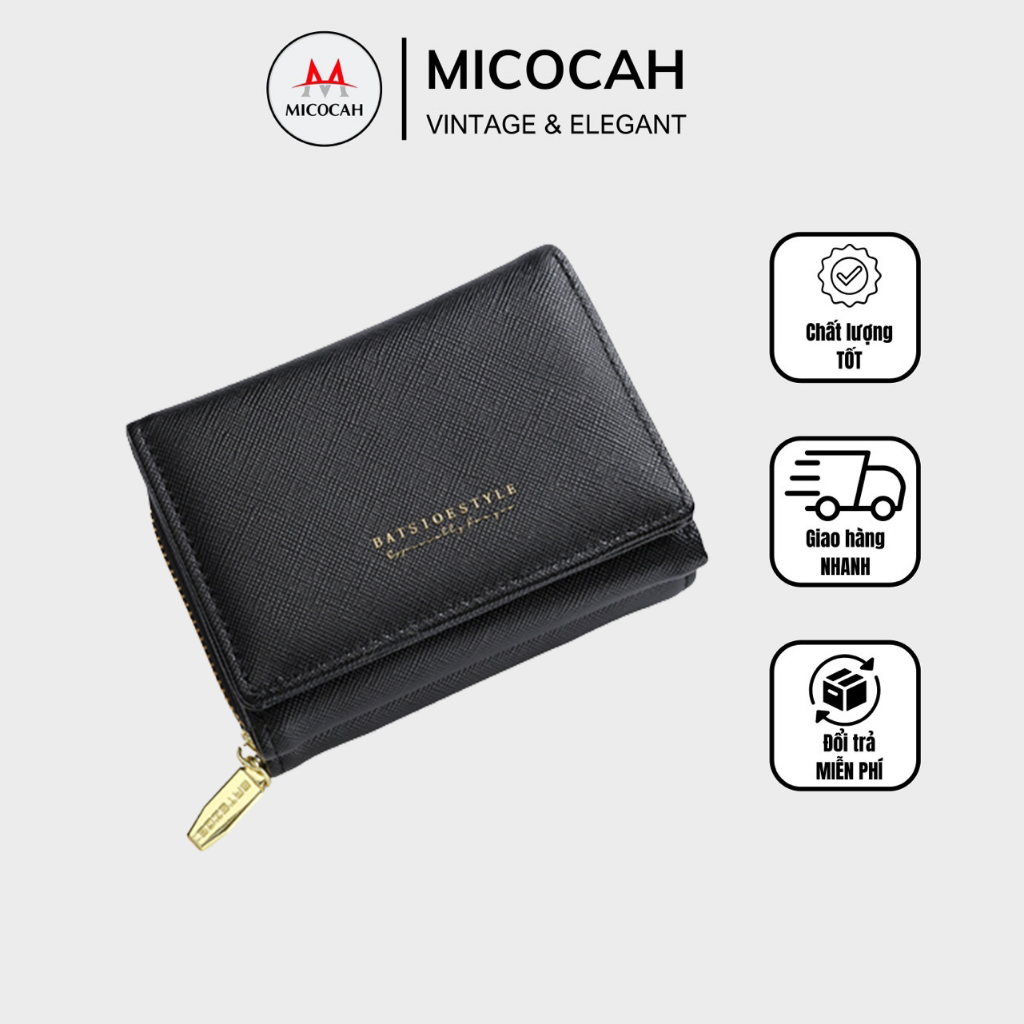 Ví nữ ngắn mini cầm tay BATSIOE Đựng Tiền Gập 3 Nhỏ Gọn Nhiều Ngăn Da Xước BS09