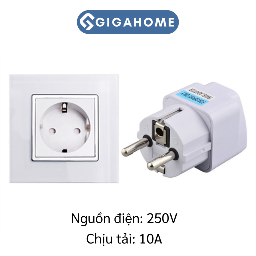 Phích Chuyển Đổi Điện GIGAHOMEVN Từ 3 Chấu Sang 2 Chấu Phích Tròn, Chịu Tải Lớn 10421