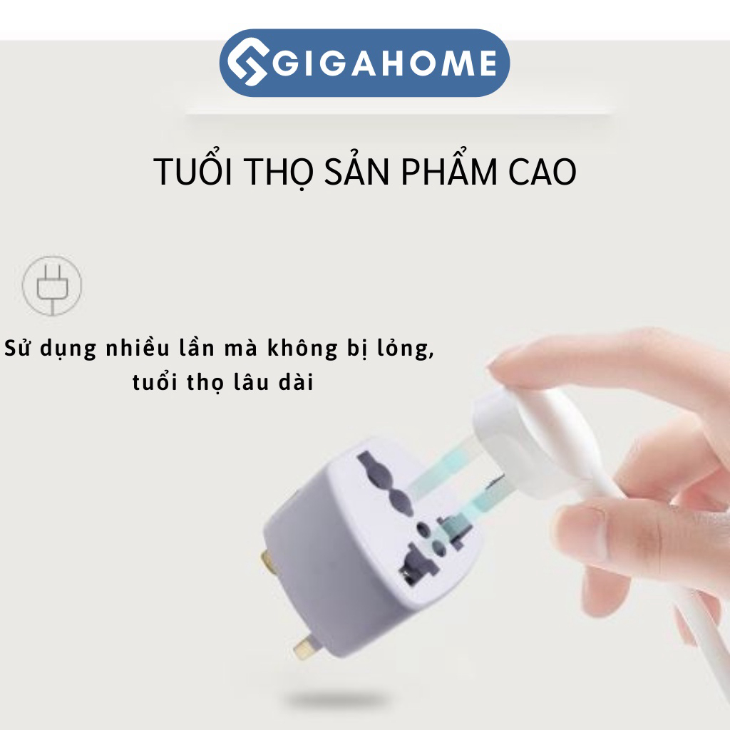 Phích Chuyển Đổi Điện GIGAHOMEVN Từ 3 Chấu Sang 2 Chấu Phích Tròn, Chịu Tải Lớn 10421