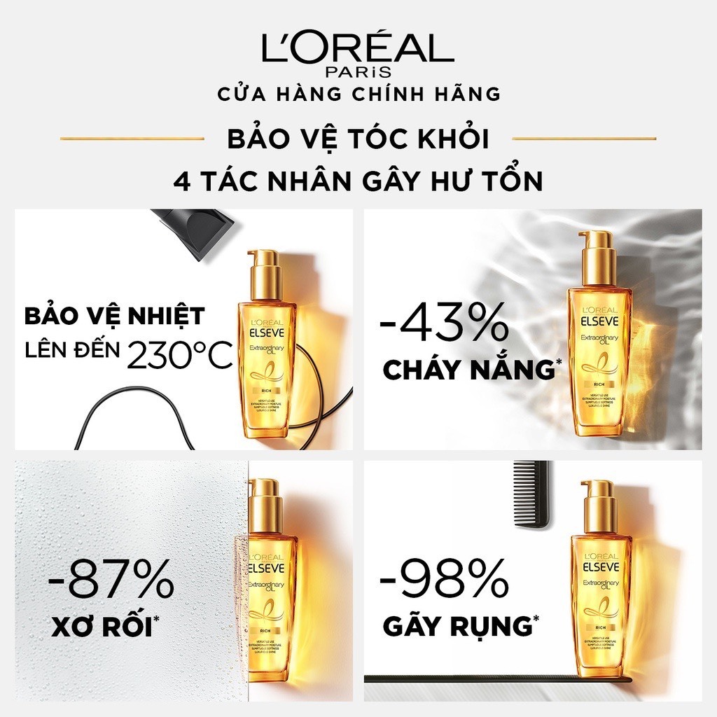 [L'OREAL PARIS] Serum Dưỡng Tóc Tinh Dầu Hoa Giúp Tóc Suôn Mượt Óng Ả Elseve Extraordinary Oil 30ml