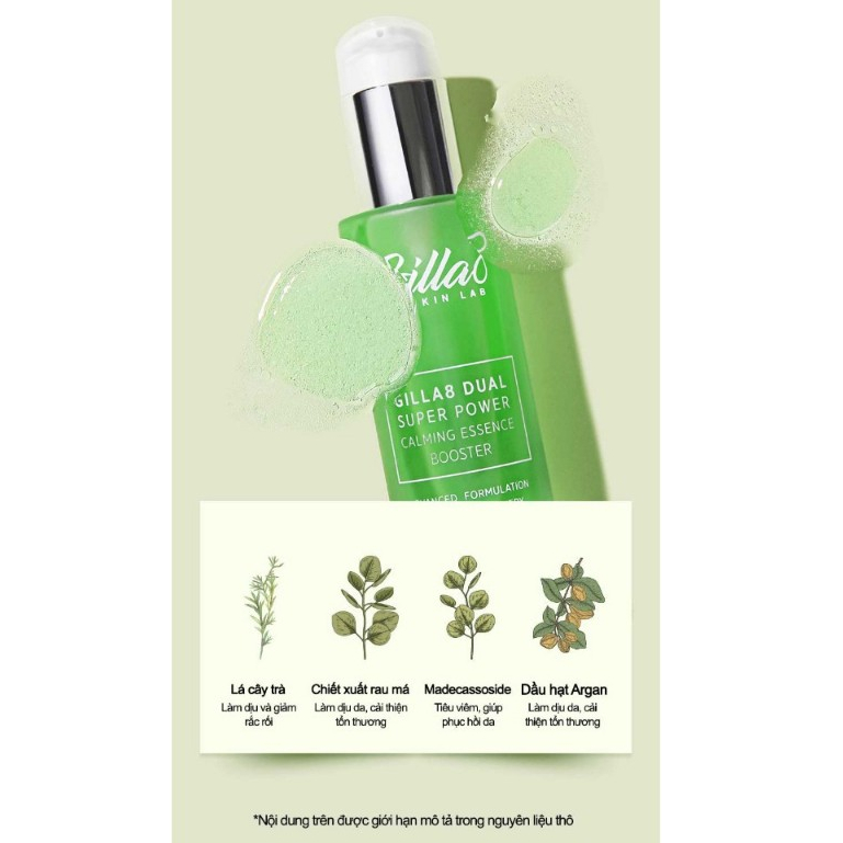 Tinh chất Tràm Trà giảm mụn GILLA8 Dual Super Power CALMING Essence Booster 50ml