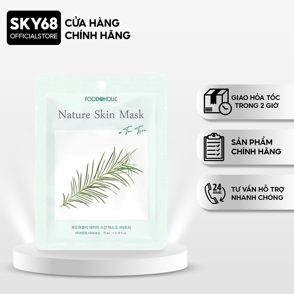 Mặt Nạ Tràm Trà Ngăn Lão Hoá, Giảm Vết Nhăn Foodaholic Nature Skin Mask 23g - TEA TREE