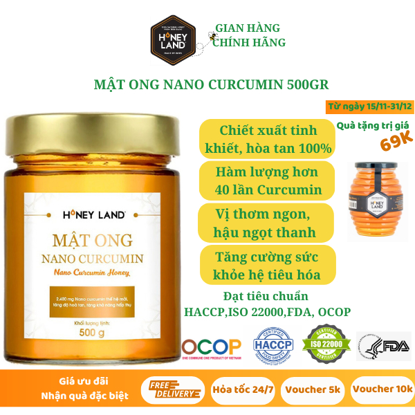 Mật ong NaNo Curcumin Honeyland 500g