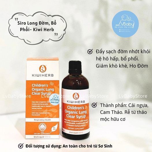 SIRO DỌN ĐỜM SÂU KIWI LUNG CLEAR - LÀM SẠCH PHỔI HỮU CƠ DÀNH CHO TRẺ EM
