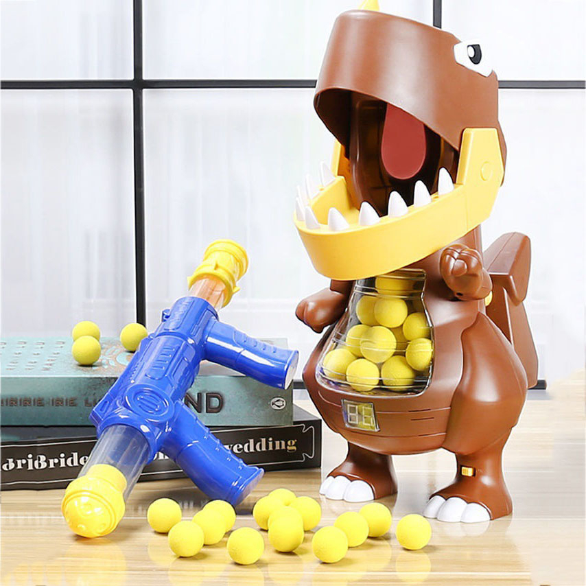 Đồ Chơi Máy Bắt Bóng Tính Điểm Khủng Long Có Bảng Điện Tử - Súng Bắn Khủng Long - Tặng Kèm 2 Súng Và 24 Bóng