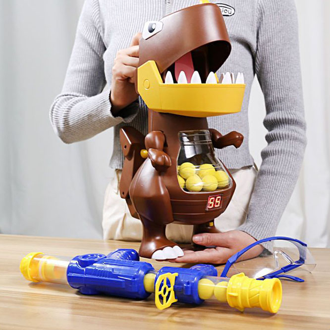 Đồ Chơi Máy Bắt Bóng Tính Điểm Khủng Long Có Bảng Điện Tử - Súng Bắn Khủng Long - Tặng Kèm 2 Súng Và 24 Bóng