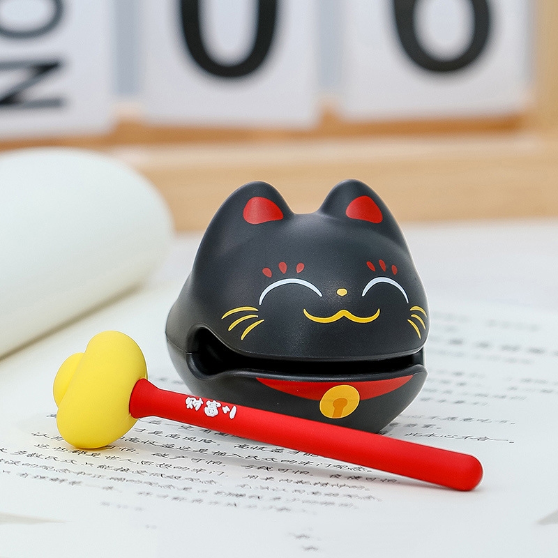 Bộ Gõ Mõ Tịnh Tâm Mèo Thần Tài Lucky Cat Đem Đến Sự May Mắn Bình An - Đồ Chơi Phong Thuỷ Trang Trí Văn Phòng, Bàn Làm Vi