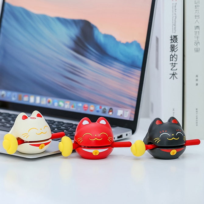 Bộ Gõ Mõ Tịnh Tâm Mèo Thần Tài Lucky Cat Đem Đến Sự May Mắn Bình An - Đồ Chơi Phong Thuỷ Trang Trí Văn Phòng, Bàn Làm Vi