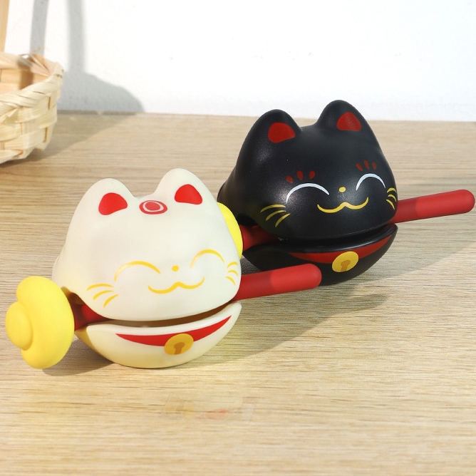 Bộ Gõ Mõ Tịnh Tâm Mèo Thần Tài Lucky Cat Đem Đến Sự May Mắn Bình An - Đồ Chơi Phong Thuỷ Trang Trí Văn Phòng, Bàn Làm Vi