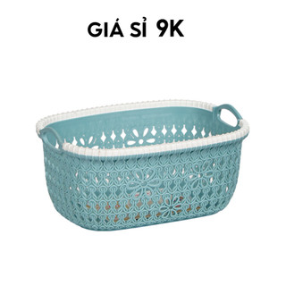 [Mã SKAMLTSM9 giảm 10% đơn 99K] Giỏ Đựng Nhựa Giả Đan Mây Có Quai Cầm Cỡ Bé Việt Nhật 3377 - 00690