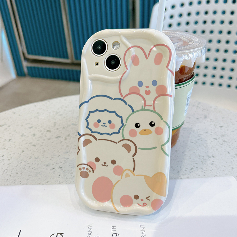 Ốp lưng iphone Viền Nổi Cạnh Động vật má hồng baby xinh màu sắc 6/7/8/8plus/x/11/12/13/14/max/promax sk6015