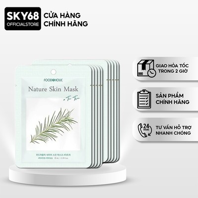 Combo 10 Mặt Nạ Tràm Trà Ngăn Lão Hoá, Giảm Vết Nhăn Foodaholic Nature Skin Mask 23gx10 - TEA TREE