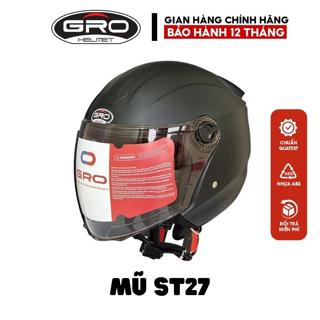 Mũ bảo hiểm chụp tai 3/4 đầu GRO ST27, nón bảo hiểm 3 phần 4 chính hãng cao cấp,có kính freesize cho cả nam và nữ