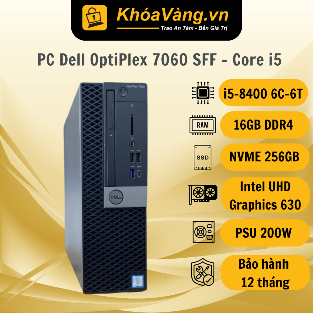 Bộ máy tính PC Dell OptiPlex 7060 SFF | Core i5-8400 | 16GB DDR4 | 256GB SSD NVME | LikeNew - Bảo hành 12 tháng
