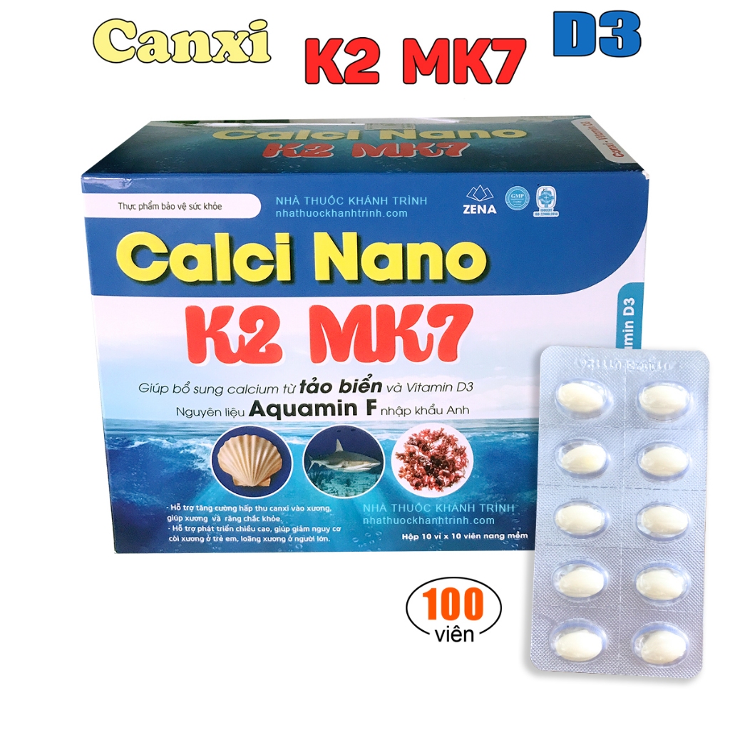 (100 viên) Calci Nano K2 MK7 - phát triển chiều cao, tăng cường hấp thụ canxi