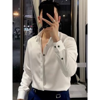 Áo sơ mi nam giấu cúc dài tay màu trắng , chất lụa cao cấp co giãn nhẹ , hàng mới về mặc lên là đẹp