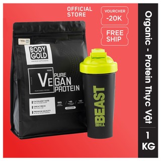Sữa tăng cơ tăng cân - vegan protein bodygold - túi 1kg + tặng bình lắc shaker