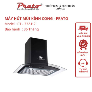 Máy hút mùi kính cong PRATO Model PT-332.H2 điều khiển cơ 3 tốc độ lọc khử mùi bằng than hoạt tính BH 36 tháng