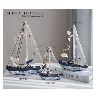 Thuyền gỗ mô hình trang trí đẹp - thuyền nhỏ decor phong cách biển đẹp độc lạ