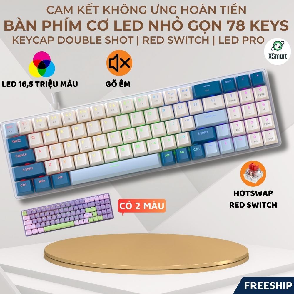 Bàn Phím Cơ Gaming Led K65 Có 78 Phím Full Chức Năng, Trục Cơ Red Switch Có Hotswap Cho Máy Tính Laptop, PC