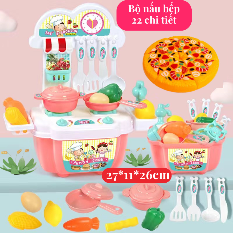 Đồ chơi nấu ăn nhà bếp cho bé gái nhiều chi tiết, nhựa nguyên sinh an toàn cao 27cm