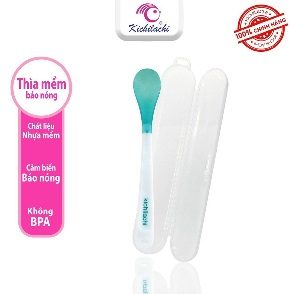 Thìa mềm báo nóng Kichilachi có hộp đựng đồng hành cùng bé yêu trong thời kì ăn dặm lunakidsbaby