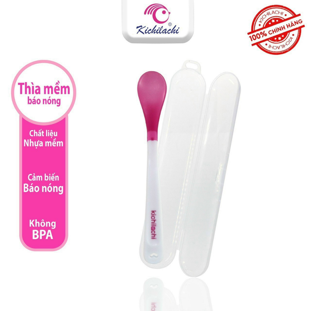 Thìa mềm báo nóng Kichilachi có hộp đựng đồng hành cùng bé yêu trong thời kì ăn dặm lunakidsbaby