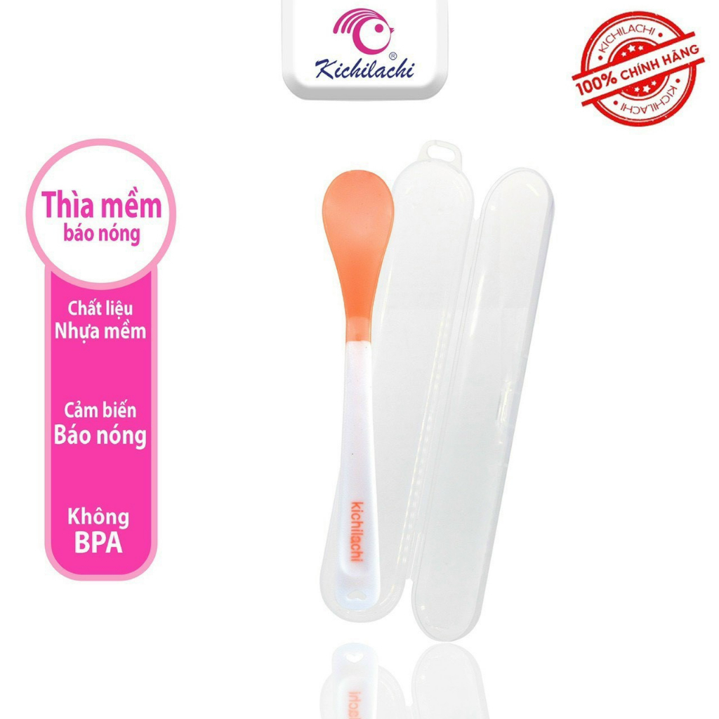 Thìa mềm báo nóng Kichilachi có hộp đựng đồng hành cùng bé yêu trong thời kì ăn dặm lunakidsbaby