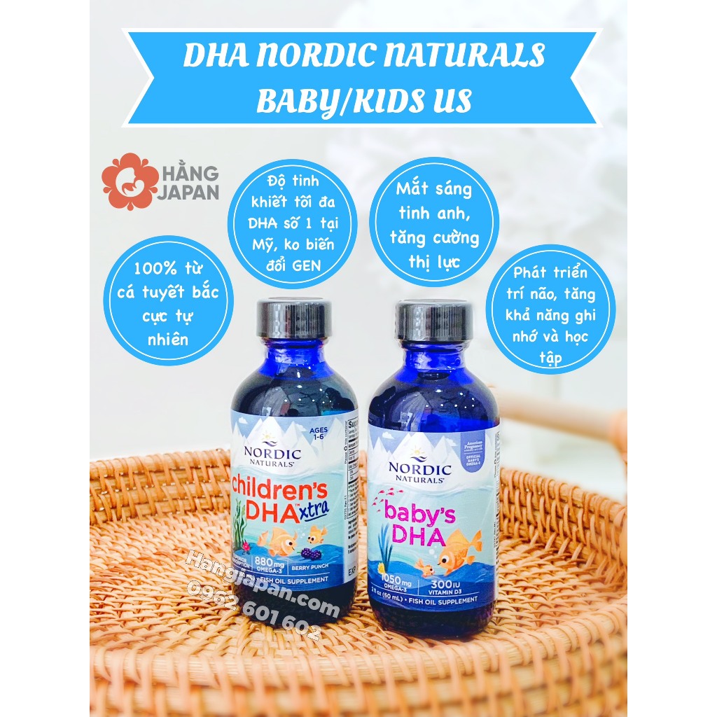 DHA Nordic Naturals Baby's/ Children's Extra cho bé từ 0-6 tuổi chai 60ml - Hàng Mỹ