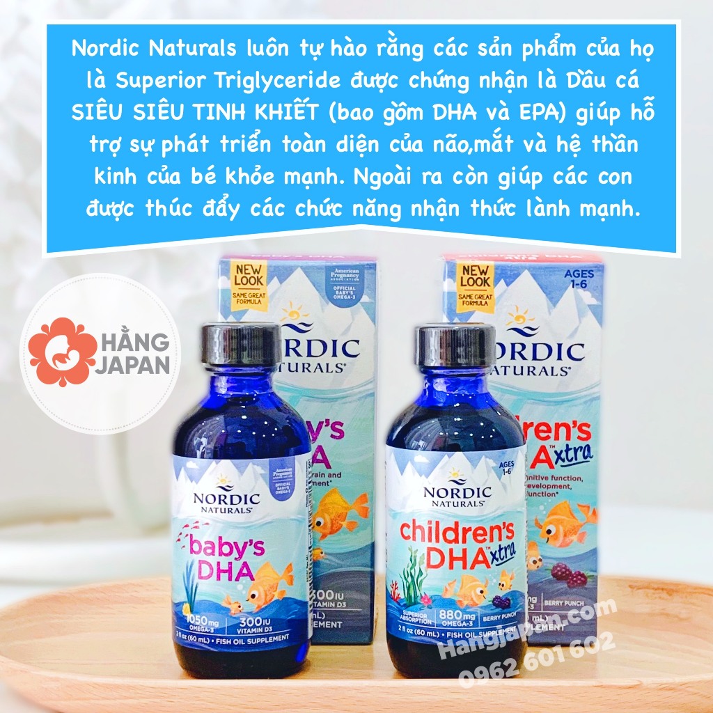 DHA Nordic Naturals Baby's/ Children's Extra cho bé từ 0-6 tuổi chai 60ml - Hàng Mỹ