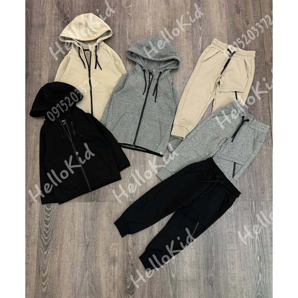 Bộ khoác nỉ ép khoá bên dư xịn cho bé