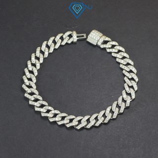 Lắc tay Cuban nam đính kim cương Moissanite bản nhỏ 8.0mm xi vàng trắng cực sang trọng LTAM0003 - Trang Sức TNJ
