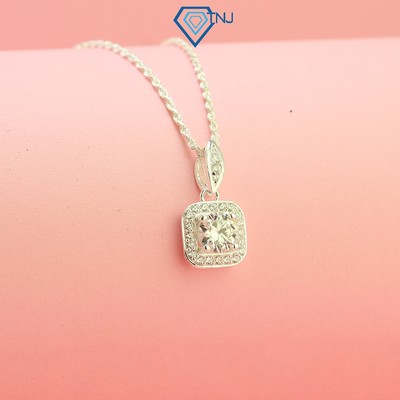 Dây chuyền nữ bạc Moissanite 6.0ly kèm thẻ tra cứu mặt vuông đính đá sang trọng DCNM0019 - Trang Sức TNJ