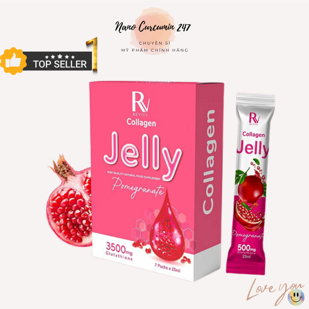 Thạch lựu collagen Jelly Thụy Sĩ trắng da toàn thân 1 Hộp 7 Gói - Mẫu Mới 2023