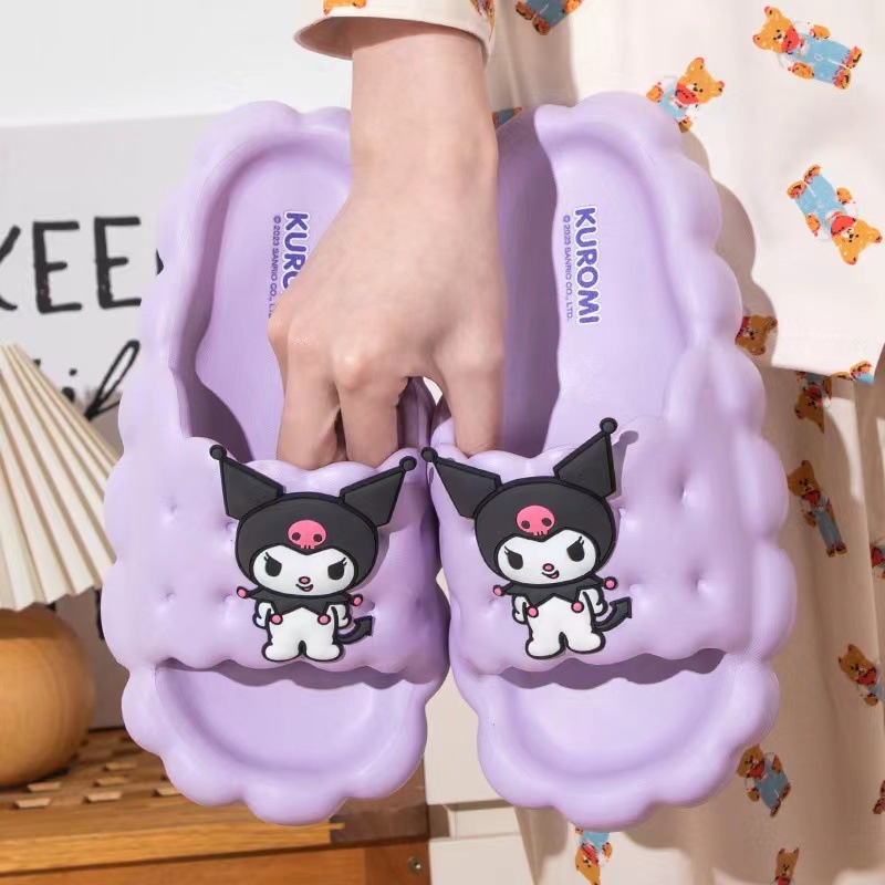 Dép Bánh Mì Nữ Đế Mềm Họa Tiết Mèo Kuromi Và Hello Kitty Dễ Thương, Dép Nữ Quai Ngang Đi Trong Nhà Siêu Êm Chân Gọn Nhẹ.