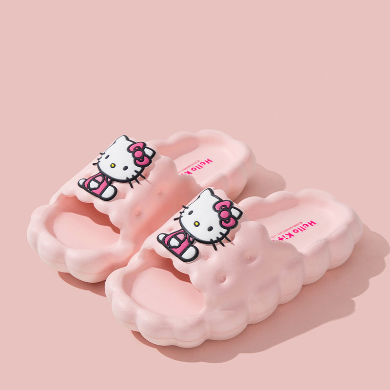 Dép Bánh Mì Nữ Đế Mềm Họa Tiết Mèo Kuromi Và Hello Kitty Dễ Thương, Dép Nữ Quai Ngang Đi Trong Nhà Siêu Êm Chân Gọn Nhẹ.