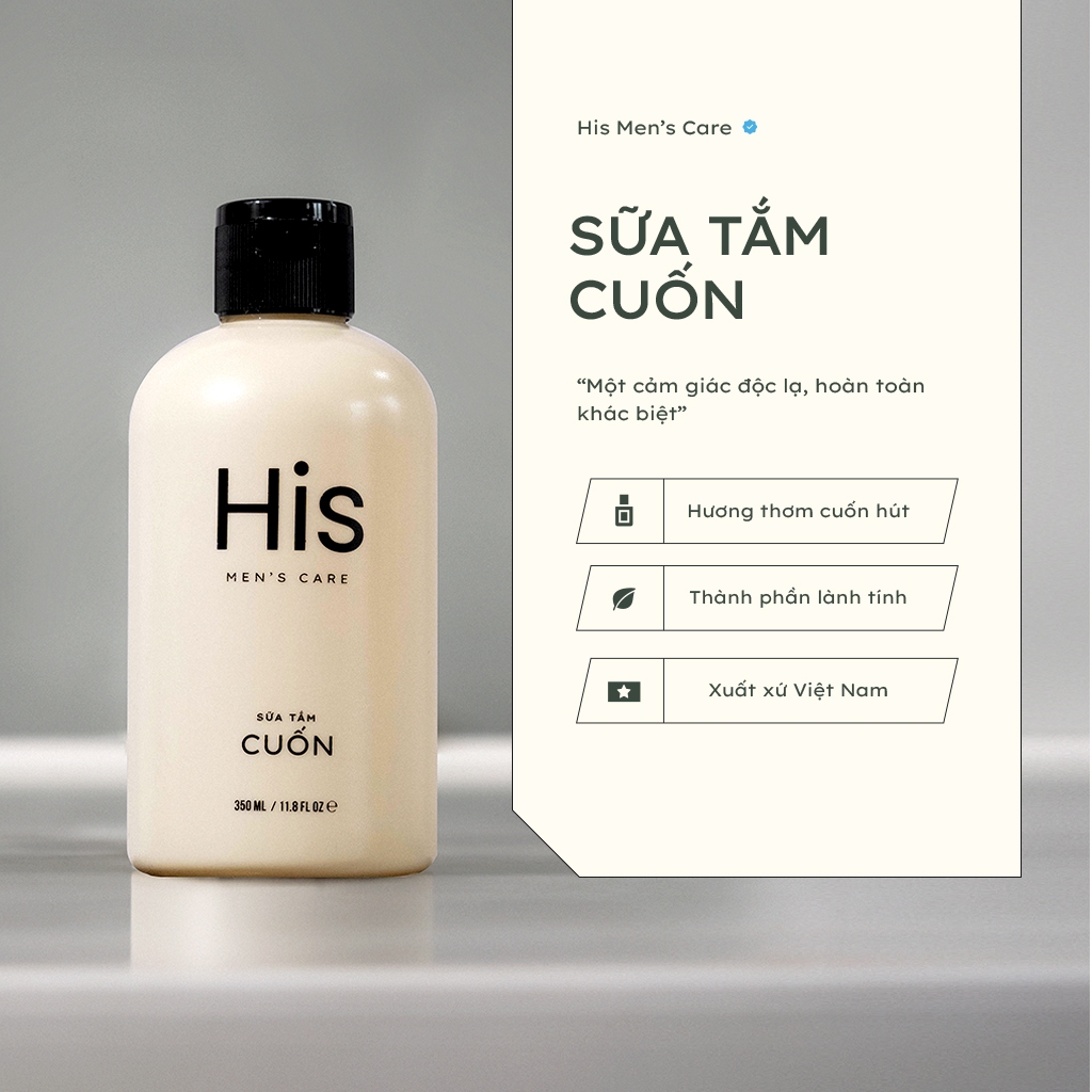 Combo Kiến Tạo Trai Phố - Sữa tắm His men's care hương nước hoa và sạch sâu dành cho nam giới 350ml - Quà tặng nam giới
