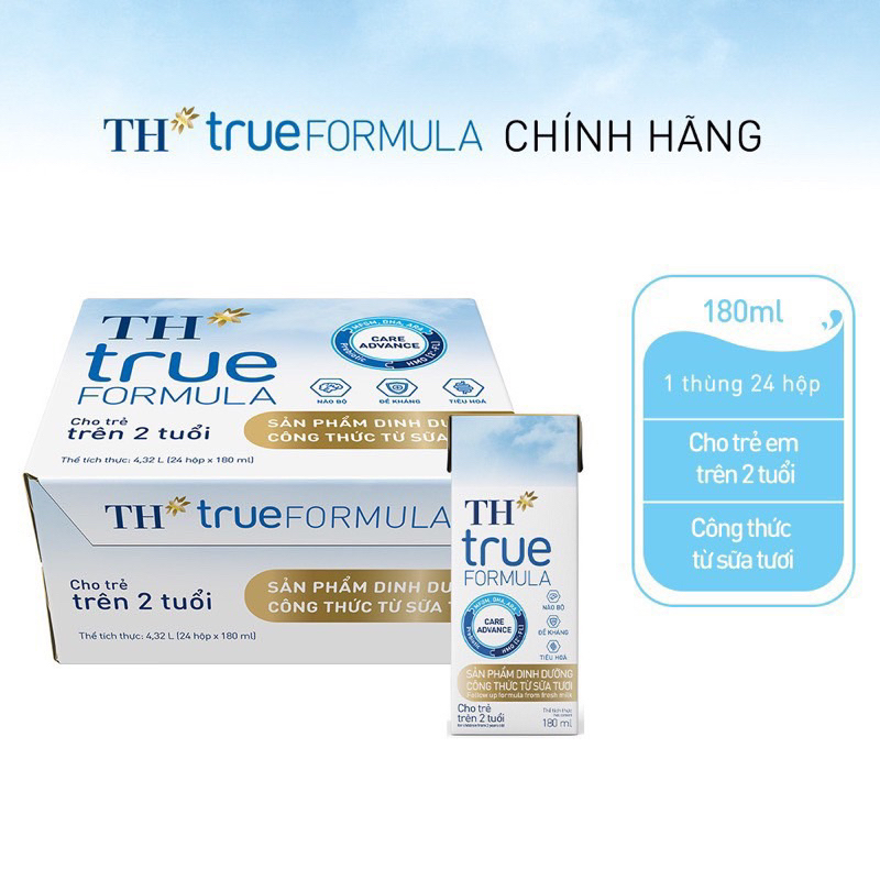 [Tặng quà] Thùng 24 hộp sữa dinh dưỡng pha sẵn TH True FORMULA 180ml (HSD 06/26)