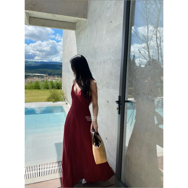 𝐉𝐨𝐥𝐢𝐞 𝐃𝐫𝐞𝐬𝐬 - Đầm 2 Dây Chéo Ngực Linen