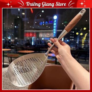 Muôi Muỗng Thủng To Ăn Lẩu 14cm Inox Cao Cấp Không Gỉ - Vá Thủng Cán Dài Tay Cầm Cách Nhiệt Vớt Đồ Lẩu, Topping, Thạch